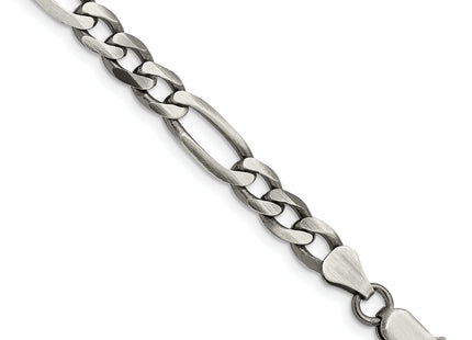 Sterling Silver Antiqued Figaro Chain, 8 x 6.5mm