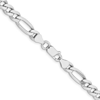 Sterling Silver Rhodium-plated Figaro Chain, 8 x 6.5mm