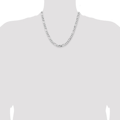 Sterling Silver Rhodium-plated Figaro Chain, 8 x 6.5mm