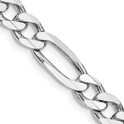 Sterling Silver Rhodium-plated Figaro Chain, 8 x 6.5mm