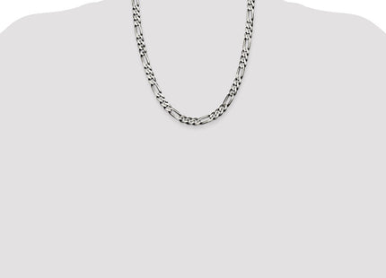 Sterling Silver Antiqued Figaro Chain (Style QFG200A-22)