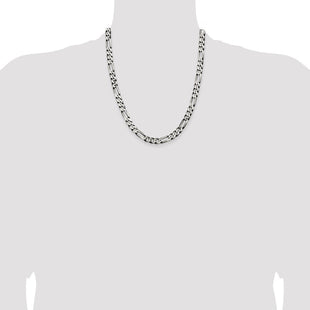 Sterling Silver Antiqued Figaro Chain (Style QFG200A-22)