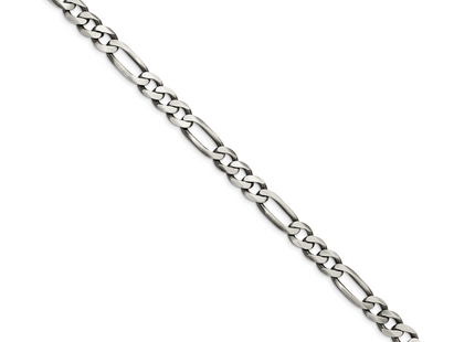 Sterling Silver Antiqued Figaro Chain, 9 x 7.5mm