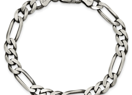 Sterling Silver Antiqued Figaro Chain, 9 x 7.5mm