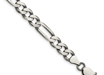 Sterling Silver Antiqued Figaro Chain, 9 x 7.5mm