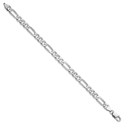 Sterling Silver Rhodium-plated Figaro Chain, 8 x 7.5mm