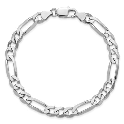 Sterling Silver Rhodium-plated Figaro Chain, 8 x 7.5mm