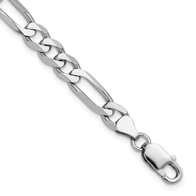 Sterling Silver Rhodium-plated Figaro Chain, 8 x 7.5mm