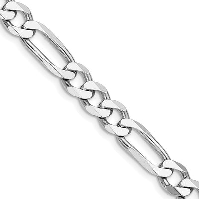 Sterling Silver Rhodium-plated Figaro Chain, 8 x 7.5mm