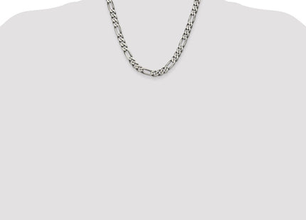 Sterling Silver Antiqued Figaro Chain (Style QFG220A-20)