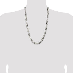 Sterling Silver Antiqued Figaro Chain (Style QFG220A-26)