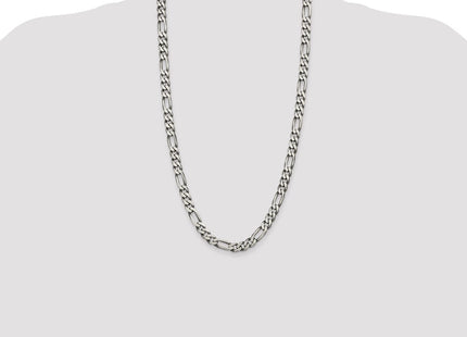 Sterling Silver Antiqued Figaro Chain (Style QFG220A-28)