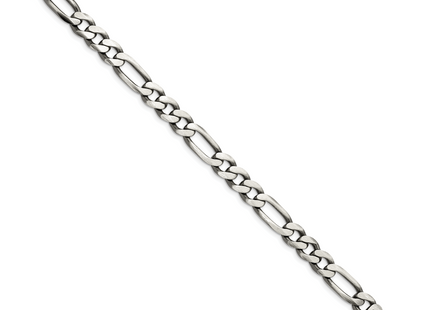 Sterling Silver Antiqued Figaro Chain, 8 x 7.75mm