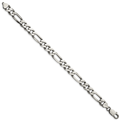 Sterling Silver Antiqued Figaro Chain, 8 x 7.75mm