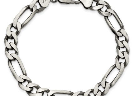 Sterling Silver Antiqued Figaro Chain, 8 x 7.75mm
