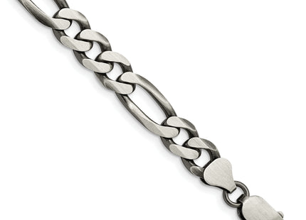 Sterling Silver Antiqued Figaro Chain, 8 x 7.75mm