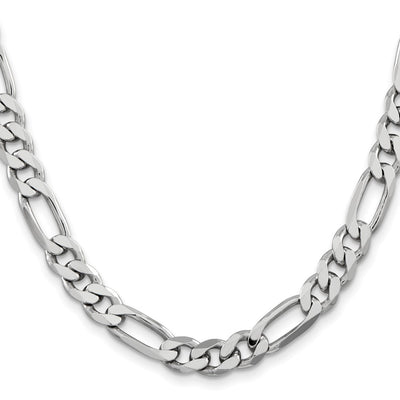 Sterling Silver Rhodium-plated Figaro Chain, 8 x 7.75mm