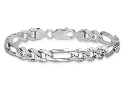 Sterling Silver Rhodium-plated Figaro Chain, 8 x 7.75mm