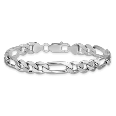 Sterling Silver Rhodium-plated Figaro Chain, 8 x 7.75mm