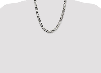Sterling Silver Antiqued Figaro Chain (Style QFG250A-22)