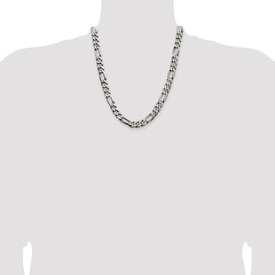 Sterling Silver Antiqued Figaro Chain (Style QFG250A-22)