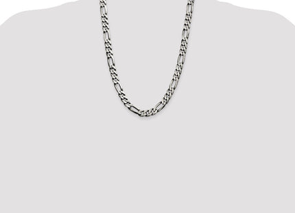 Sterling Silver Antiqued Figaro Chain (Style QFG250A-24)