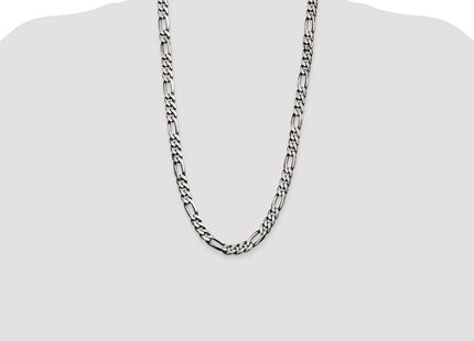 Sterling Silver Antiqued Figaro Chain (Style QFG250A-28)