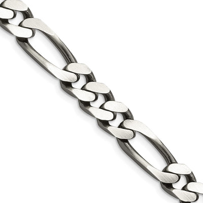 Sterling Silver Antiqued Figaro Chain, 8 x 9mm