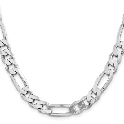 Sterling Silver Rhodium-plated Figaro Chain, 8 x 9mm
