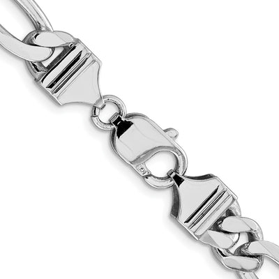Sterling Silver Rhodium-plated Figaro Chain, 8 x 9mm