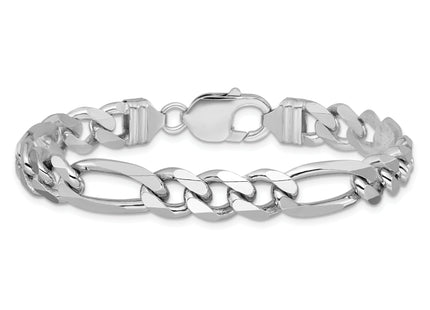 Sterling Silver Rhodium-plated Figaro Chain, 8 x 9mm