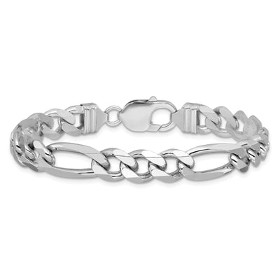Sterling Silver Rhodium-plated Figaro Chain, 8 x 9mm