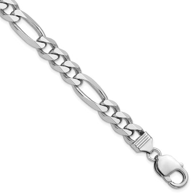 Sterling Silver Rhodium-plated Figaro Chain, 8 x 9mm