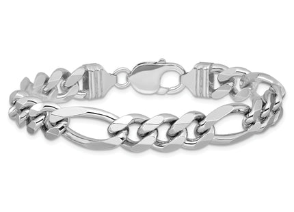 Sterling Silver Rhodium-plated Figaro Chain, 8 x 10.2mm
