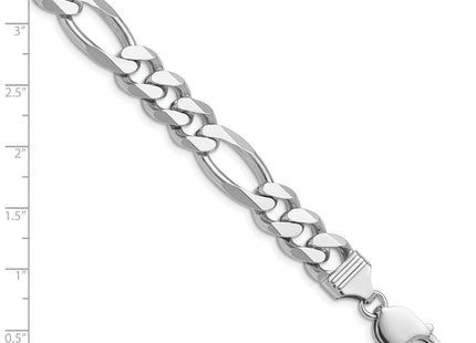 Sterling Silver Rhodium-plated Figaro Chain, 8 x 10.2mm