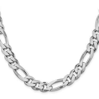 Sterling Silver Rhodium-plated Figaro Chain, 8 x 10.75mm