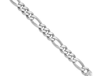 Sterling Silver Rhodium-plated Figaro Chain, 8 x 10.75mm