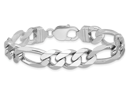 Sterling Silver Rhodium-plated Figaro Chain, 8 x 10.75mm