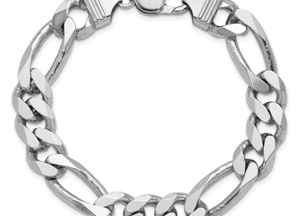 Sterling Silver Rhodium-plated Figaro Chain, 8 x 10.75mm