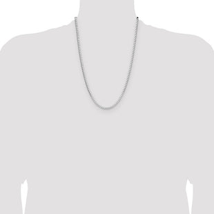 Sterling Silver Rhodium-plated D/C Square Curb Chain (Style QFOC120R-24)