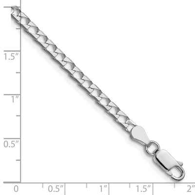 Sterling Silver Rhodium-plated D/C Square Curb Bracelet, 7 x 3.25mm