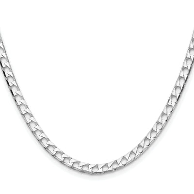Sterling Silver Rhodium-plated D/C Square Curb Chain, 18 x 4mm