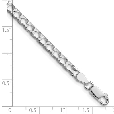 Sterling Silver Rhodium-plated D/C Square Curb Bracelet, 7 x 4mm