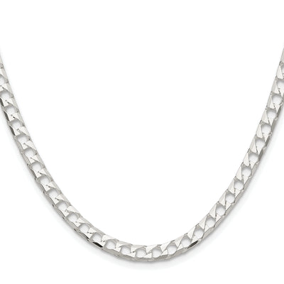 Sterling Silver Rhodium-plated D/C Square Curb Chain, 18 x 5mm