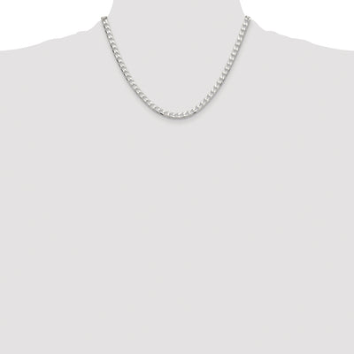 Sterling Silver Rhodium-plated D/C Square Curb Chain, 18 x 5mm