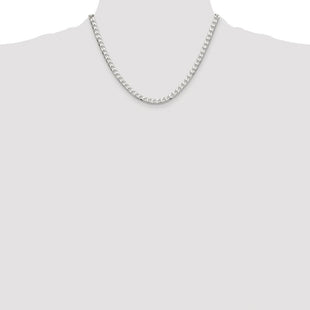 Sterling Silver Rhodium-plated D/C Square Curb Chain (Style QFOC180R-18)
