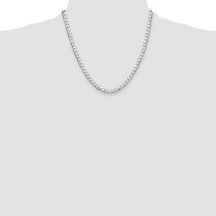 Sterling Silver Rhodium-plated D/C Square Curb Chain (Style QFOC180R-20)