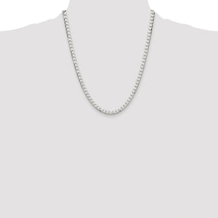 Sterling Silver Rhodium-plated D/C Square Curb Chain (Style QFOC180R-22)
