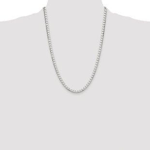 Sterling Silver Rhodium-plated D/C Square Curb Chain (Style QFOC180R-24)