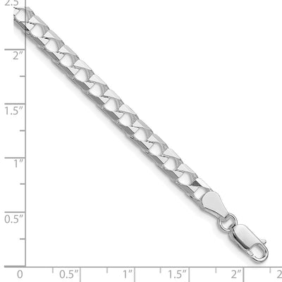 Sterling Silver Rhodium-plated D/C Square Curb Bracelet, 7 x 5mm